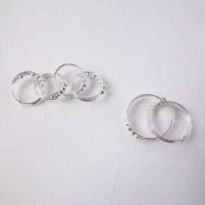 Elegant Sterling Silver Toi et Moi Inspired Beaded Ring Set
