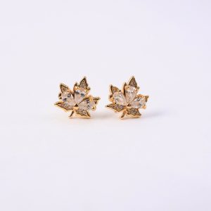 Leaf Shape Golden Finish Stud Earrings for Women & Girl Elegant Daily Party Wear Jewellery
