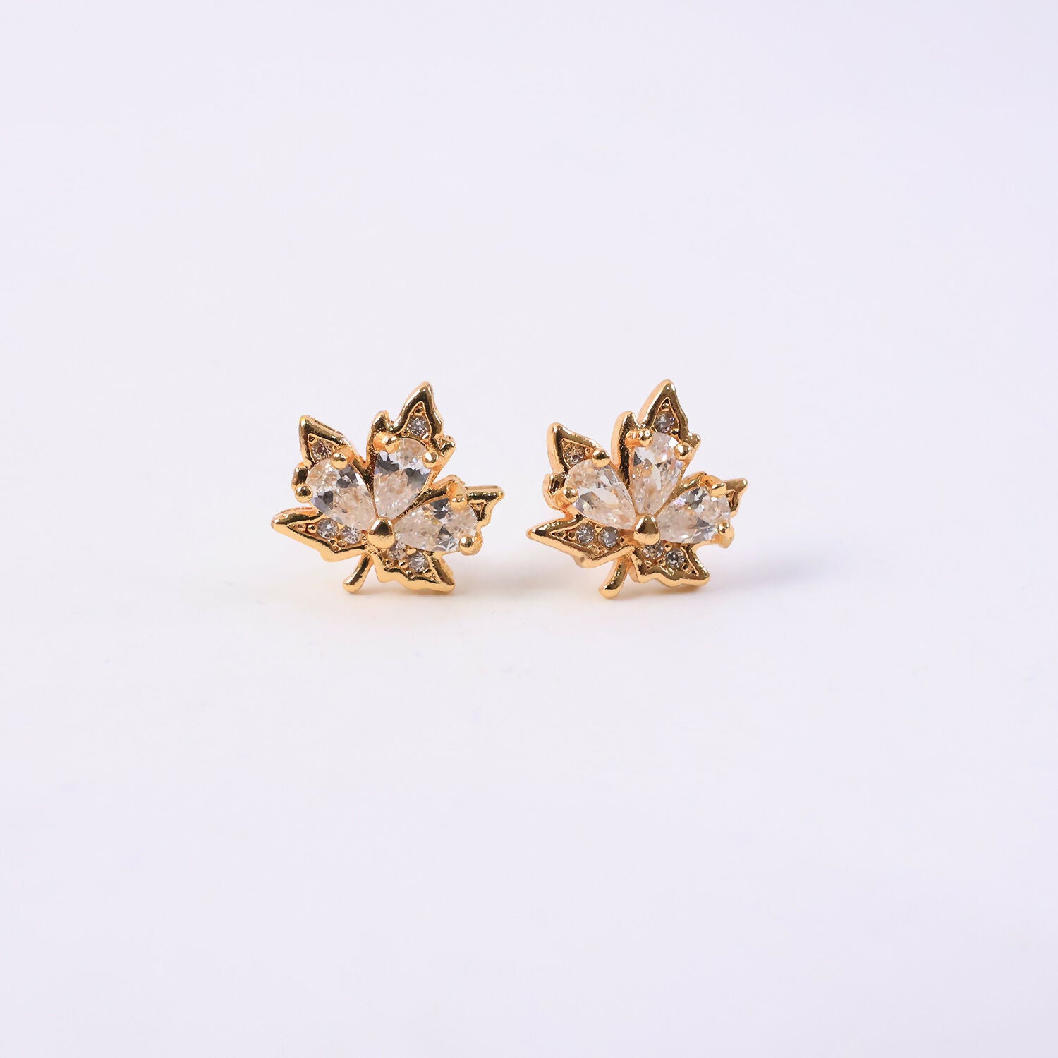 Leaf Shape Golden Finish Stud Earrings for Women & Girl Elegant Daily Party Wear Jewellery - Image 5