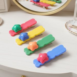 Colorful Star Design Decorative Hair Clip Set (4 Pc)