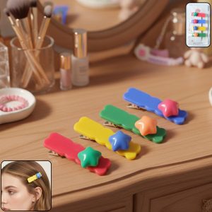 Colorful Star Design Decorative Hair Clip Set (4 Pc)