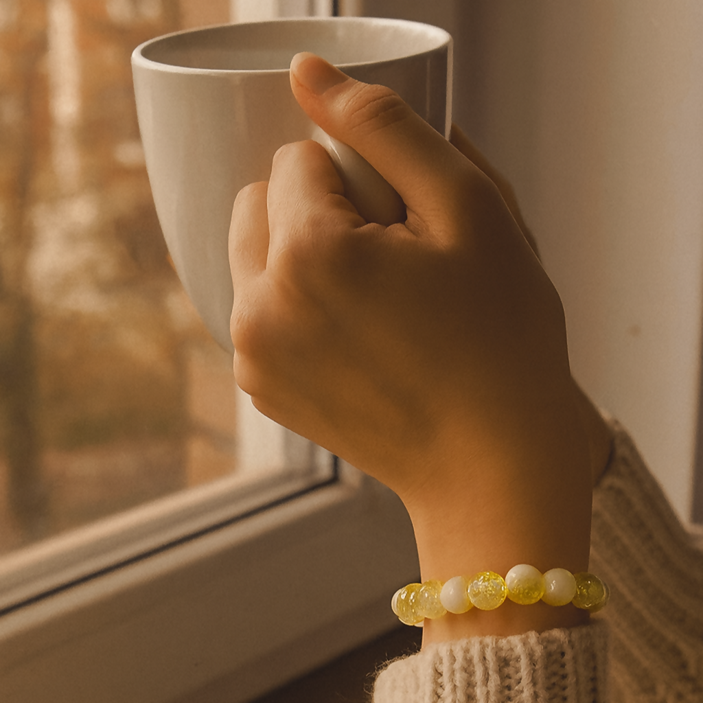 Crystal Crackle Glass Beads Stretch Bracelet