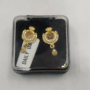 Gold Plated Grid Design Earrings with AD for women and girls