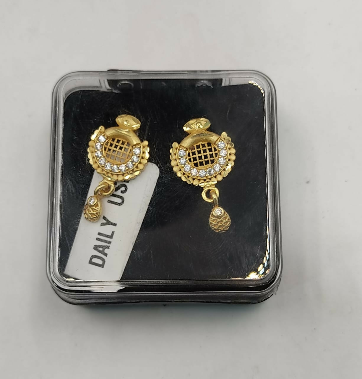 Gold Plated Grid Design Earrings with AD for women and girls - Image 5