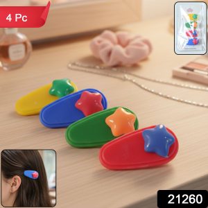 Colorful Star Design Decorative Hair Clip Set (4 Pc)