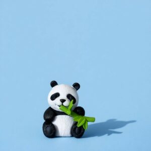 Cute Panda Eating Bamboo poly-resin Showpiece | Mini Panda Decorative Figurine