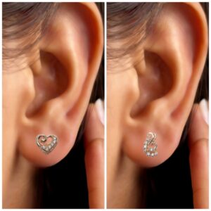 Rose Gold-Plated Peacock/Paisley Studs with AD Combo Pack of 2 for women and girls