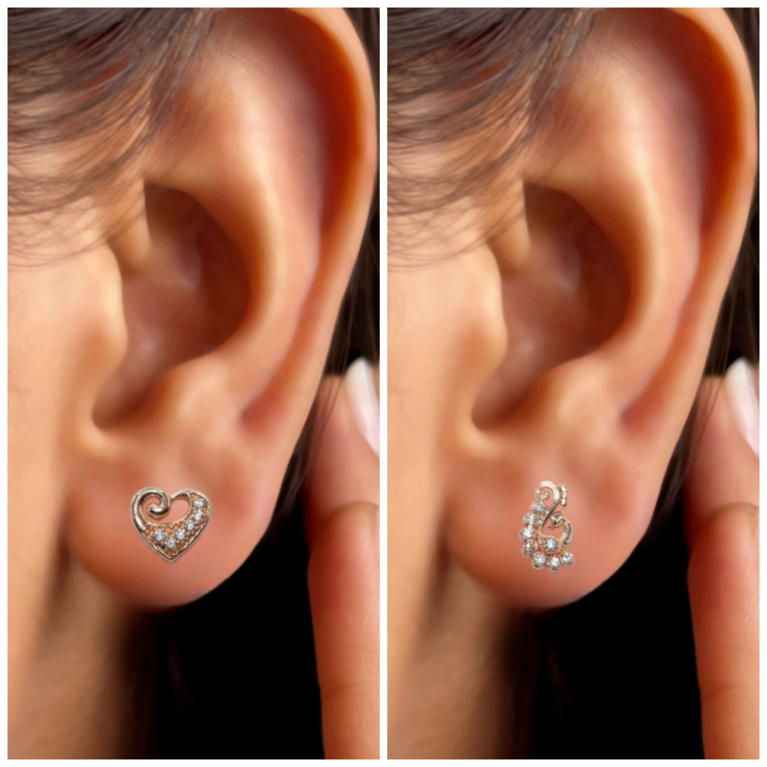 Rose Gold-Plated Peacock/Paisley Studs with AD Combo Pack of 2 for women and girls - Image 3