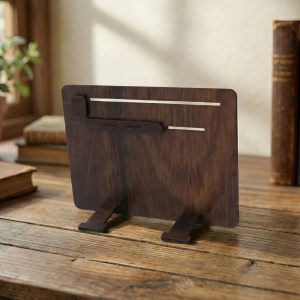 Wooden Perpetual Desk Calendar with Sliding Month Marker & Date Display
