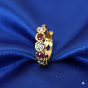 Gold Plated Ruby & AD Stones Nosepin Ring Hoop for women and girls