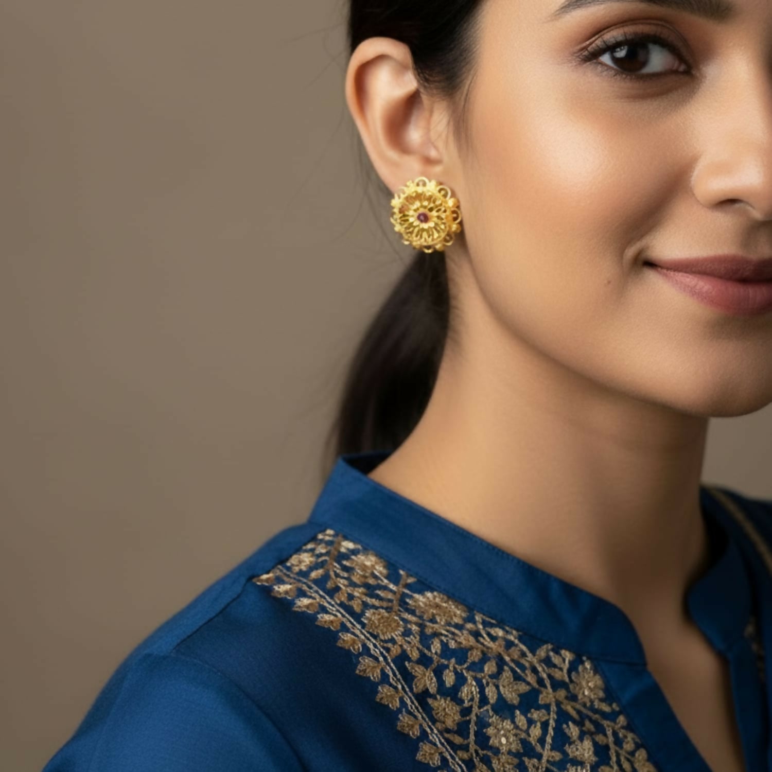 Party Wear Golden Jhumki | Elegant Ethnic Earrings for Girls - Image 2