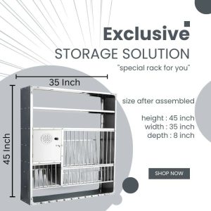 Wall-Mounted Stainless Steel Dish Rack – Heavy-Duty 35×45 cm Storage Organizer