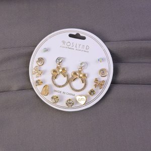 Premium Gold Plated Leaf Pearl Drop Earrings for Women & Girls (Pack Of 7)