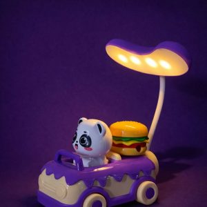 Purple Panda Car LED Desk Lamp with Pen Holder Kids Study Table Lamp