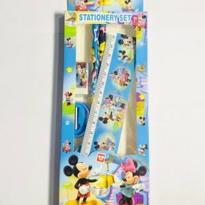 Kids Cartoon Stationery Set with 2 Pencils, Ruler, Eraser, Sharpener & Grip