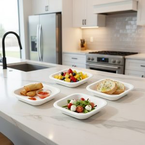 Disposable Square Food Serving Tray Set (10 Pc)