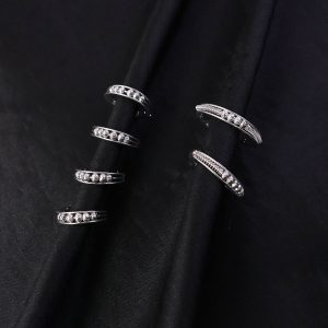 Elegant Sterling Silver Toi et Moi Inspired Beaded Ring Set