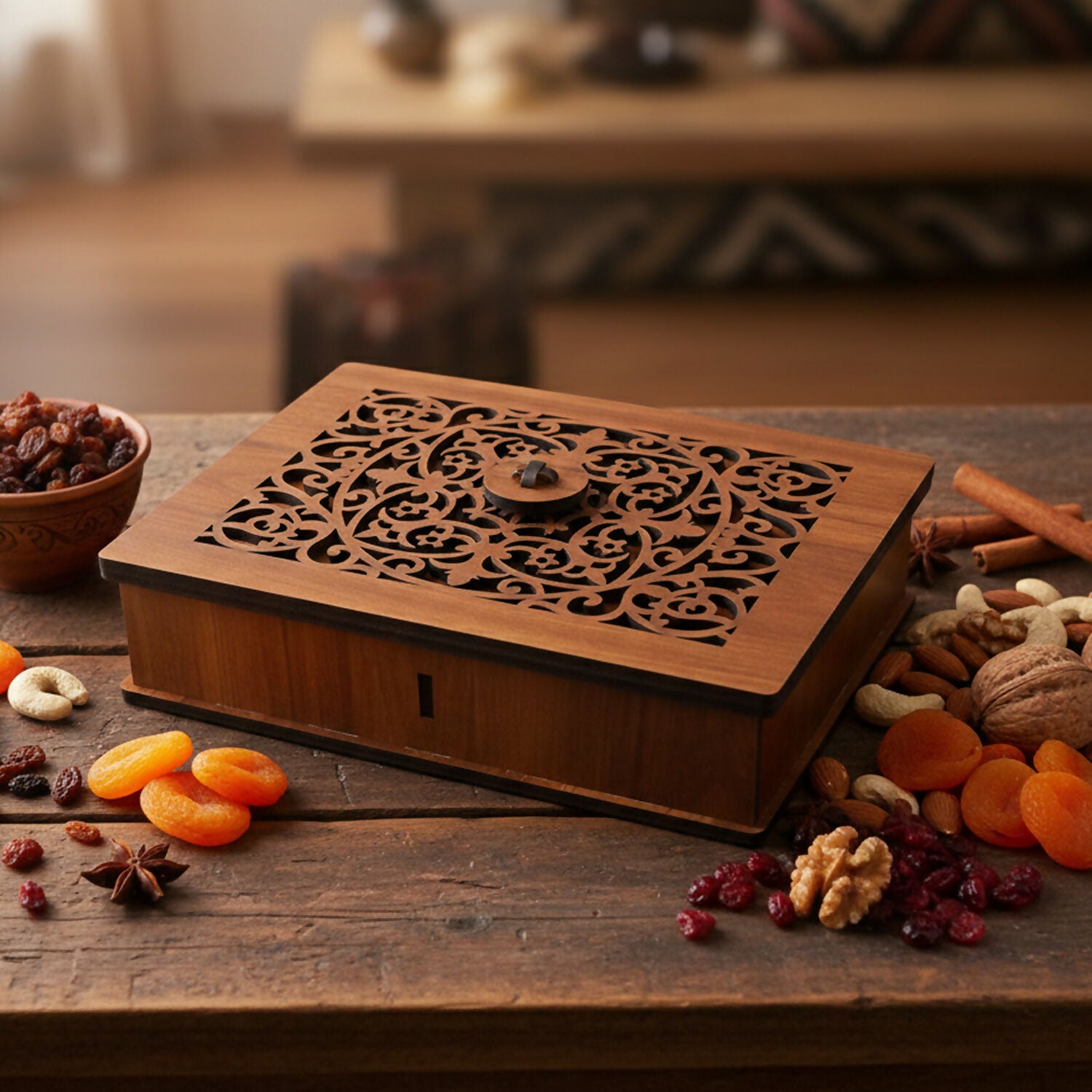Premium Decorative Dry Fruit & Mukhwas Storage Box with 4 Compartments