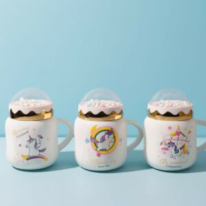 Unicorn Ceramic Mug with Decorative Dome Lid | Cute Pastel Coffee & Milk Cup for Kids, Girls & Gifting | Premium Quality Heat-Resistant Mug with 3D Bubble Dome Design | Ideal for Home, Office & Birthday Gifts | Pack of 1 (Unicorn Design)