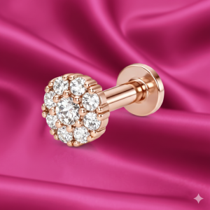 Rose Gold AD Cluster Flat Back Stud Earring for women and girls Pack of 1 PCS