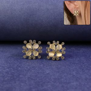 Elegant Floral Crystal Stud Earrings for Women And Girls