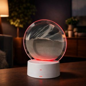 LED Round Static Black & White Sand Art Lamp | Ambient Decorative Night Light