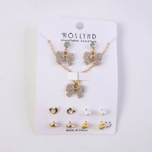 Premium Gold Plated Leaf Pearl Drop Earrings for Women & Girls (Pack Of 7)