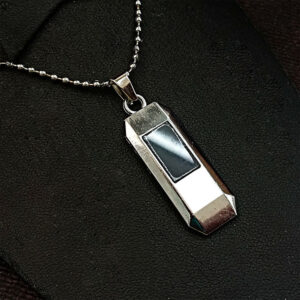 Black Enamel Chain Pendant For Men