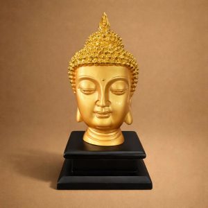 Golden Buddha Head Statue Decorative Meditation Home Decor Idol