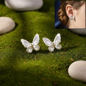 Elegant Crystal Butterfly Stud Earrings for Women And Girls