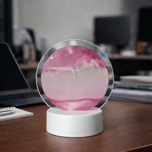 LED Round Static Pink Sand Art Lamp | Ambient Decorative Night Light Home Décor