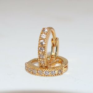 Gold Plated AD Bali Dangler Huggie Hoop Earrings Bali kan ki for Women/Girls Combo Pack of 2