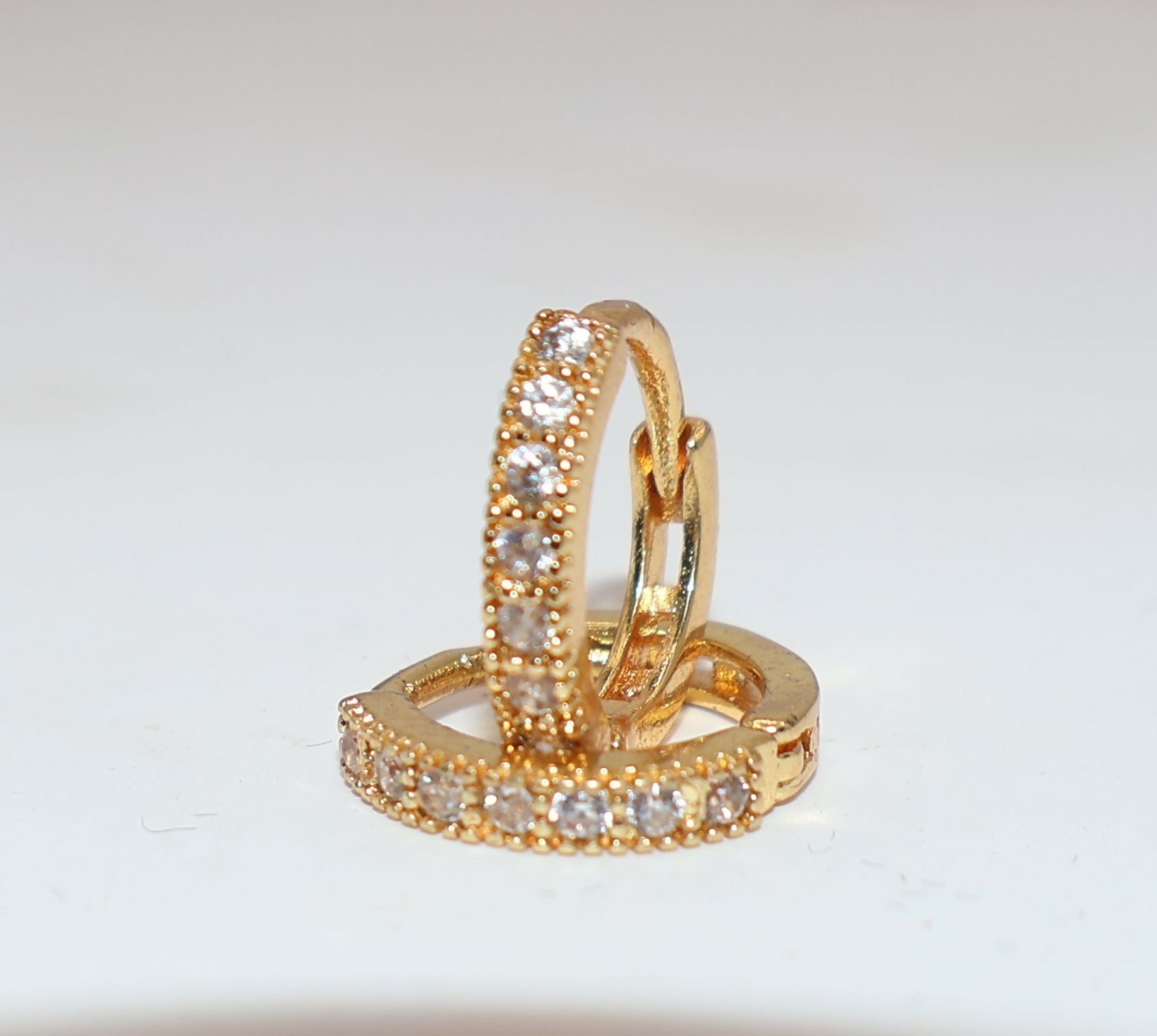 Gold Plated AD Bali Dangler Huggie Hoop Earrings Bali kan ki for Women/Girls Combo Pack of 2 - Image 3