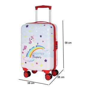 Novex Unicorn Rainbow Red Travelling Kids Trolley Bags for Girls Luggage 4 Wheels ( 22 Inch)