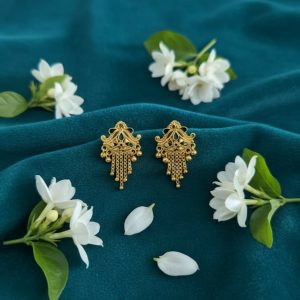 5 Line Side Latkan Golden Earrings with Mina for Women & Girls – Fancy Jewellery Gift