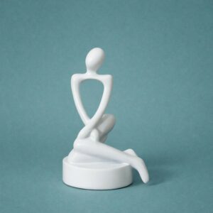 Abstract Sitting Man poly-resin Sculpture Modern White Showpiece for Home Decor
