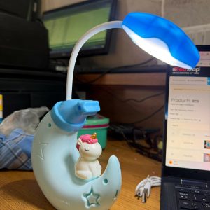 Blue Kids Unicorn Desk Lamp Moon Night Light with Flexible Study Light