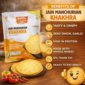 Naasta Baasta Jain Manchurian Khakhra - Crispy Ready to Eat Whole Wheat Snack (200 Gm)