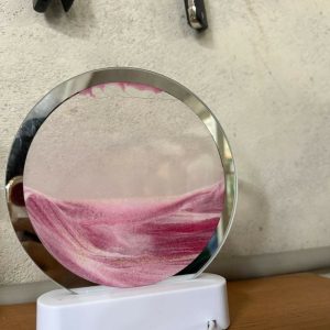 LED Round Static Blush Pink Sand Art Lamp | Cute Ambient Decorative Night Light