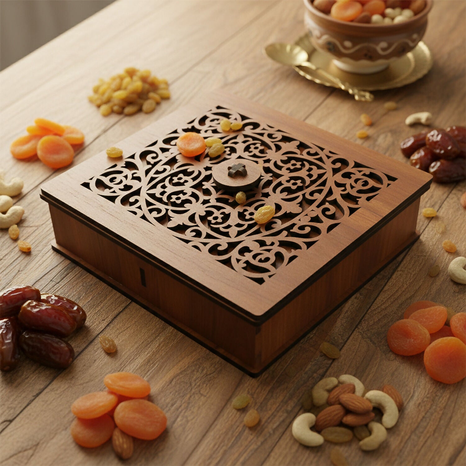 Premium Decorative Dry Fruit & Mukhwas Storage Box with 4 Compartments