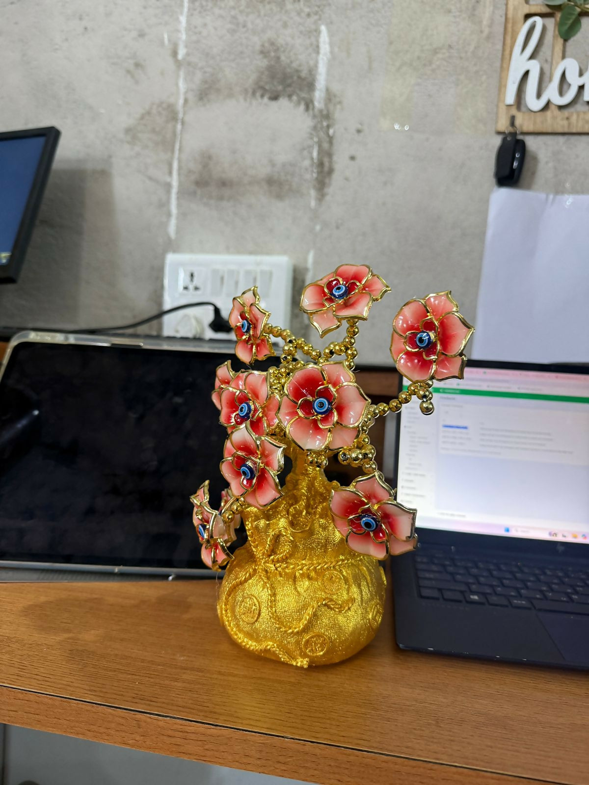 Golden Lucky Flower Tree Showpiece with Evil Eye Decor for Home(Color may vary) - Image 7