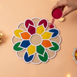 Lotus Rangoli Stencil | Reusable MDF Template for Easy Diwali & Pooja Floor Decor