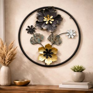 Metal Floral Round Wall Art Decor Decorative Flower Wall Hanging