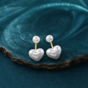 Elegant Pearl Heart Drop Earrings for Women & Girls – Gold Plated Romantic Heart Design Earrings