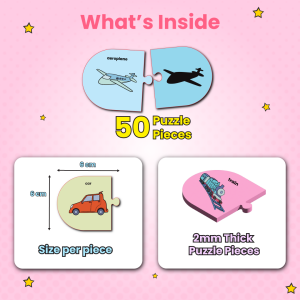 Shadow Matching Puzzle - Ages 3+ (50 cardboard puzzle pieces) Find & Match series