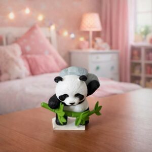 Cute Panda Bamboo poly-resin Showpiece | Mini Decorative Panda Figurine for Home