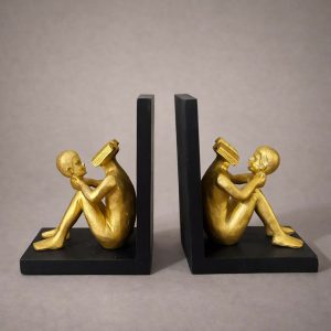 Creative Reading Man Bookend Statue Decorative Book Holder Set