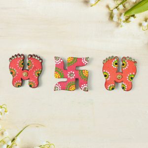 Hand Crafted Laxmi Charan & Swastik Set of 3