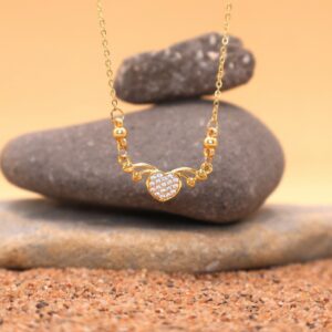 Dainty Gold Heart Necklace with AD Love Pendant For women and girls