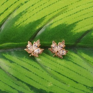 Leaf Shape Golden Finish Stud Earrings for Women & Girl Elegant Daily Party Wear Jewellery